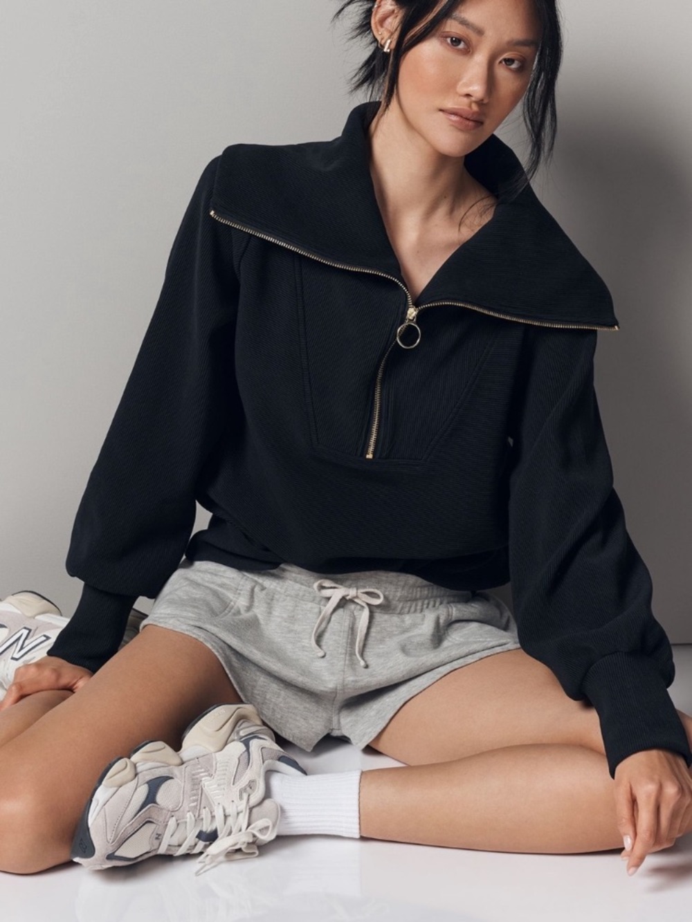 Varley Vine Half Zip Pullover Black Ottoman Athleisure, Size S NWT